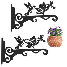 B0fhfmlkqj Mekpiwu 2-pack 12 Inch Bird Pattern Metal Wall Hooks - Plant Hangers Rust-resistant