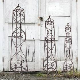 Melrose 74559ds 3 Pc Large Trapezoid Plant Trellis Set Country Style Bird Finial 49 Inch 55.5 66