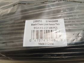 Merchants Metals 047274904658 6-1/2 In 6.5-in Black Aluminum Tie For Chain-link Fence 100 Pk