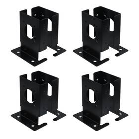 Mewutal Hjdz20222251 8 Pcs Heavy Duty Square Post Channel 4 Inch X Deck Fence Base Blac