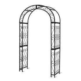Misopily 445011758763 83.8 Inch X 48.8 Metal European Style Garden Arbor Black Cast Trellis For Cli