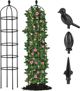 Miuwauer 313091351327 Garden Obelisk Trellis For Climbing Plants Outdoor 6.7 Ft Rose Bush Round Trelli