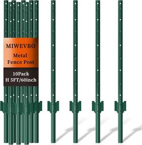 Miwevro 445025770744 10pack 5ft U-post Garden Fence Stakes Heavy Duty Metal For Wire And Electric