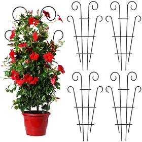 Mklsit 32mtgt 4 Pack 32ftft Wave Shape Black Metal Garden Trellis For Climbing Plants Indoor