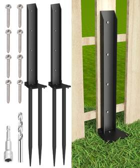 Mkd-fncankr-tube-2 Mokeyder Heavy Duty Metal Steel Fence Post Repair Kit Double-tube Style 2 Packs Black