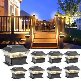 Sl0508blk Moon-de-age Fence Post Lights 25 Lumens Deck Cap Light Solar Powered Outdoor Lighti