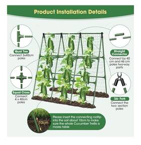 Mqhuayu G03hy004 Trellis Set For Vine Type Plants New 51 Inch X53 . Climbing Net Plastic Coated Steel