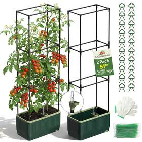 Mqhuayu Zzxtz004 2 Pack 51 Inch Self Watering Planter Box With Trellis Tomato For
