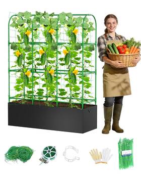 Mqjiazhi G03a Cucumber Trellis With Grow Bags For Garden U Frame Climbi