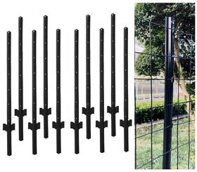 Mtb Garden 746695367317 4 Feet Metal Fence Post Black Pack Of 10 For 36 Inch High Welded Wir