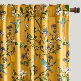 Dm9-21 Mussel Mustard Yellow Velvet Vintage Floral Curtains 108 Inches For Living Room Whim