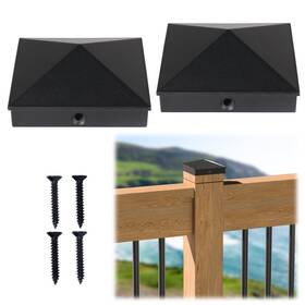 Muzata 765538701705 2pack 4x4 Aluminum Post Caps Cover Pyramid Black For Nom Inch