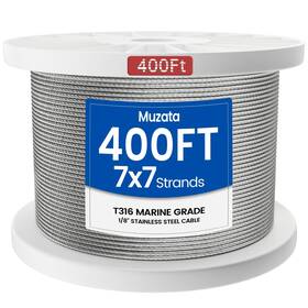 Muzata B07s8nr9sn 400 Ft 1/8 Inch Stainless Steel Cable Railing System Hardware T316
