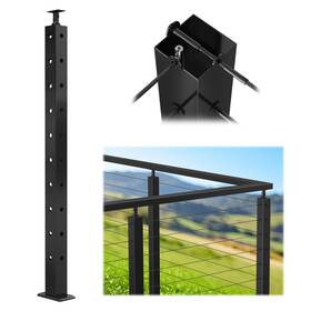 Mzz-1422 Muzata 36 Corner Cable Railing Post Stainless Steel System Led Black Inch 36x2x2