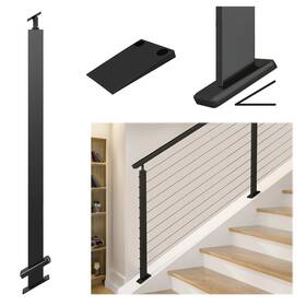Mzz0898 Muzata 36 Inch Black Slope Cable Railing Post T304 Stainless Steel 25-40 Kit