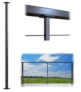 Muzata Pd72-bhas Black Aluminum Intermediate Cable Railing Post 36 Inch Surface Mount With Flat Bracket