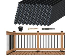 Muzata Wt26 10 Pcs 32 Inch X3/4 Aluminum Square Deck Balusters Black Powder-coated