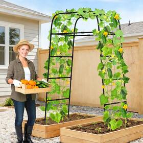 G03aa07 Mymulike 7 Ft Heavy Duty Metal Garden Arch Trellis For Climbing Growing Vegetables Plants