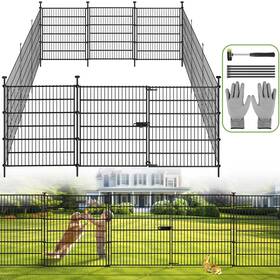 Nathomaim 789219258180 Garden Fence Panels With Gate 14.5ft L X 32in H Fencing For Yard Inch