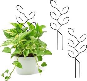 Natrlart 663899346958 2 Pcs Metal Leaf Shape Garden Trellis For Climbing Plant Potted Plants Mini Pl
