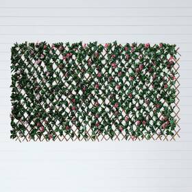 P2104 Nearly Natural Weather Resistant Plastic And Wood Flower Wall Trellis Pink Green 52 X 21.5 In