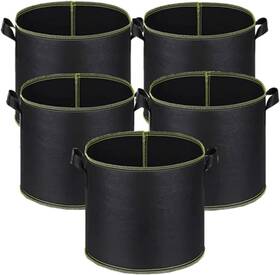 B09mt6xx12 Niurui Ca 5-pack 3 Gallon Grow Bags Heavy Duty 300g Thickened Nonwoven Black