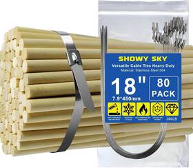 Nobrand Met18 Stainless Steel Zip Ties 80pcs 390lbs 18inch For Pipe Fence Garden