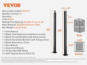 Hr-013 Noenname Null Vevor Pre-drilled Stainless Steel Cable Railing Post - Black/silver Hr-013 Noenname Null Vevor Pre-drilled Stainless Steel Cable Railing Post - Black/silver