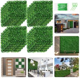 Nonmon 810032296957 20 Inch X20 12pcs Artificial Privacy Fence Grass Panel Boxwood Mat Wall Hedge Decor