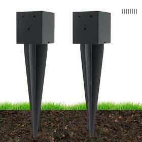 Nrspp Jjd1278 2 Pcs 4 Inch X Fence Post Anchors Ground Spike Actual 3.6 Black