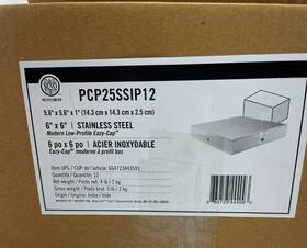 Nuvo Iron Pcp25ssip12 Lot Of 12 Eazy-cap 6 Inch X Stainless Steel Modern Low-profile Flat Top Post Caps
