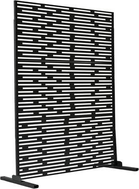 25rm-srn-line-bk Oakland Living 6ft X 4ft Freestanding Metal Privacy Screen Room Divider Black-line