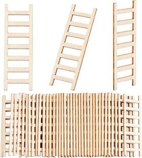 Djew-wh0038-77-us13 Olycraft 40pcs Mini Garden Ladder 0.8x2.4 Inch Miniature Wood