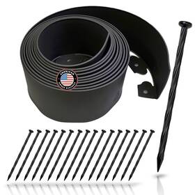 One Stop Outdoor L120 Instant Edging - Extra Tall 4.75 Inch High Black 20ft Premium No Dig Yard Edg