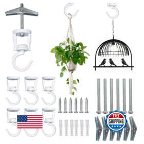 B0ctk6skz5 Onikk 6-pcs White Heavy Duty Metal Ceiling Hooks For Hanging Plants 33lbs Cap