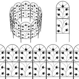 Oumilen 313091236266 Total 10 Ft. L X 38 Inch H No Dig Metal Garden Decorative Fencing Black