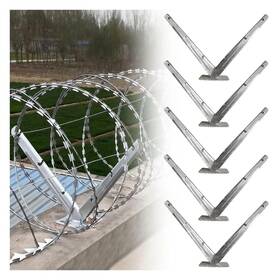 Oykshdf 21.7 12.6in Galvanized Razor Wire V Bracket Fence Extension Arm Wall Mount 5pcs