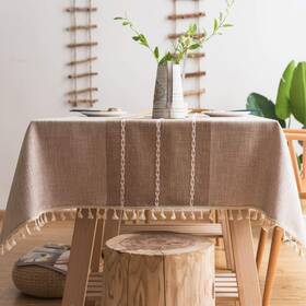 Pahajim 165435978516 Striped Tablecloth Rectangle With Tassels Thick Linen Cotton Table Cl