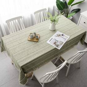 Pahajim 165435985170 Linen Tablecloth Rustic Rectangle Table Cloth Cotton Striped Tassels