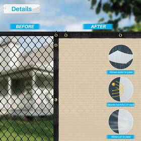 Paradise 445033273282 6 X 20 Fence Privacy Screen Beige Commercial Grade Mesh Shade Fabric With Bra