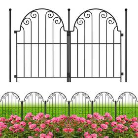 Paraisodos Df-002 Decorative Garden Fence 20 Panels No Dig Rustproof Metal Fencing 21ft Long A