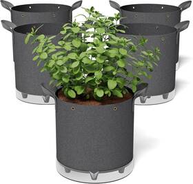 Patigrow Swgb-55 Self-watering Grow Bags 5-pack 5 Gallon 420g Thick Nonwoven Gallons Black