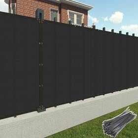 Patio 702597684037 4 X 12 Fence Privacy Screen Black Commercial Grade Mesh Shade Fabric With Bra