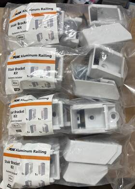 Peak 629219369304 Deck Railing Stair Bracket Kit White Aluminum 3 Inch H X 2 W 36930 4 Bag