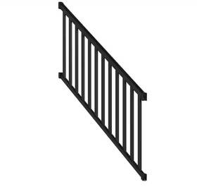 36321 Peak Aluminum Railing 6 Ft. Deck Stair Kit With Wide Pickets In Matte Black For 36
