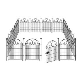 Phewnyzo 445054076091 40 Inch Metal Garden Fence 12 Panels With Gate Animal Barrier