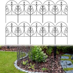 Nx1536-b10 Pinpon Artistic Line Decorative Garden Fence 10 Pack 24in H X 10ft L Rustproof Me