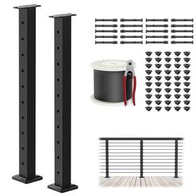 My07-36-lp-2 Plantop 4-12ft Complete Set 36 Inch Cable Railing Post Kits Stainless Steel Black Level