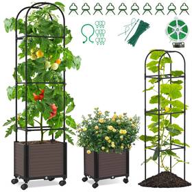 Pt127 Plantop Raised Garden Bed Planter Box With Trellis 64 Inch Self Watering Tomato Pt127 Plantop Raised Garden Bed Planter Box With Trellis 64 Inch Self Watering Tomato