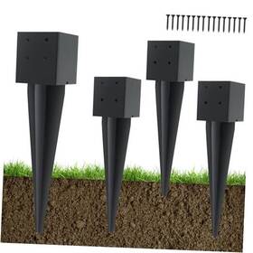 Dz03856 Postybay 4 Pcs Inch X4 Fence Post Anchor Ground Spike 16 Actual 3.6 X3.6 Heavy Duty
